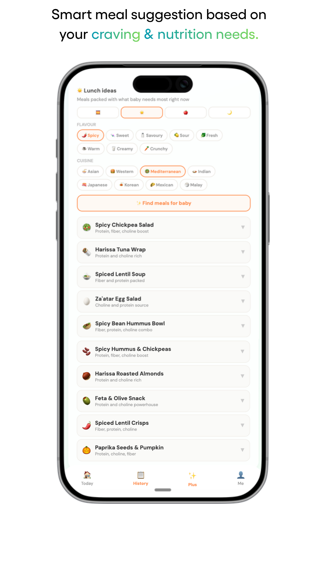 Smart meal suggestions based on cravings and nutrition gaps