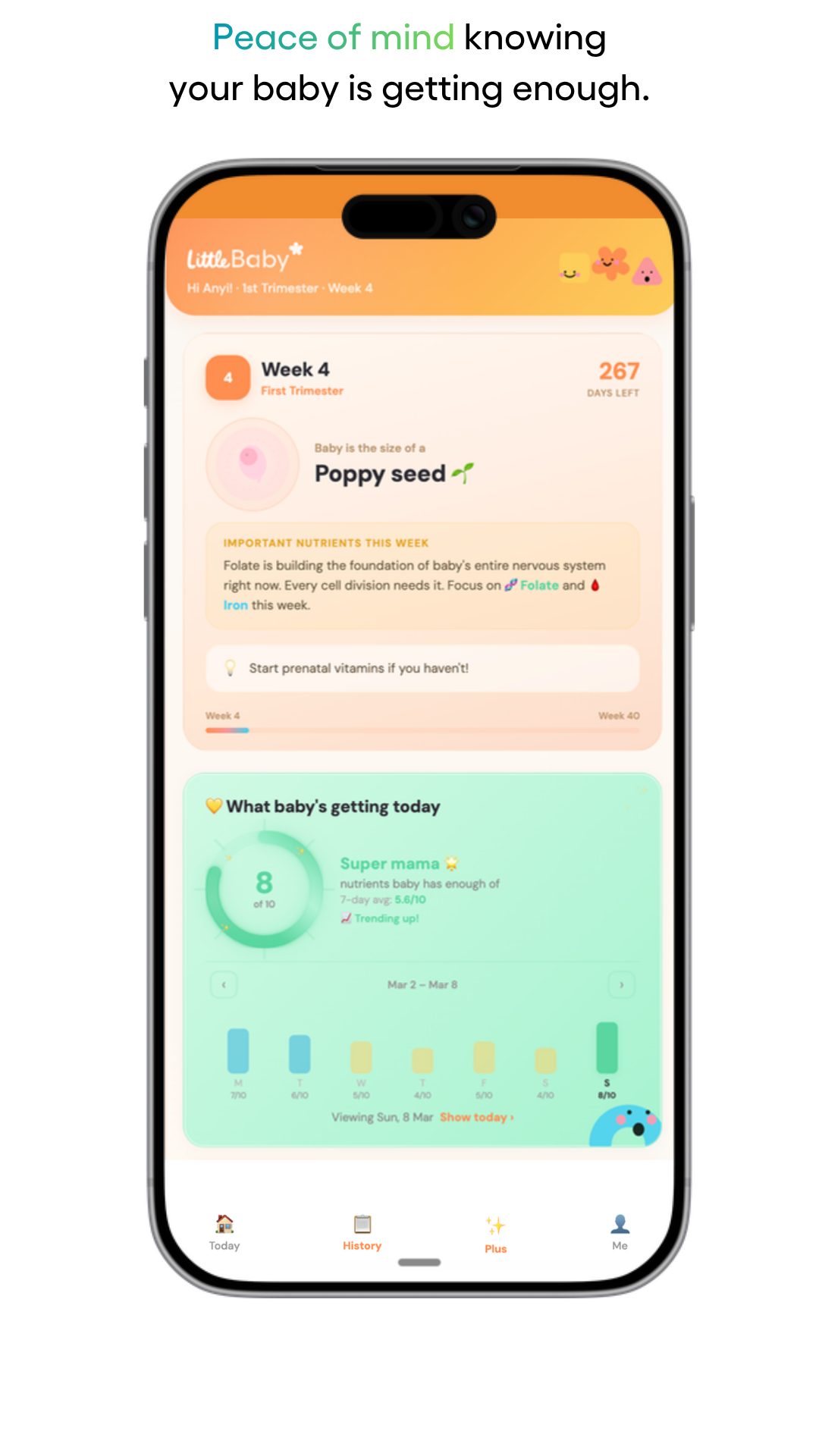 Daily dashboard — peace of mind knowing baby is getting enough